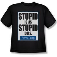 Forrest Gump Shirt Kids Stupid Is As Stupid Does Black Youth Tee T-Shirt