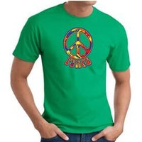 Funky 70s Peace World Peace Sign Symbol Adult T-shirt - Kelly Green