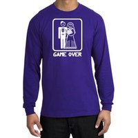 Game Over Long Sleeve Shirt Funny Marriage Purple Shirt - White Print