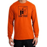 Game Over Marriage Ceremony Long Sleeve Orange Shirt - Black Print