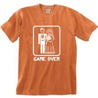 Game Over Pigment Dyed T-shirt Funny Burnt Orange Tee - White Print