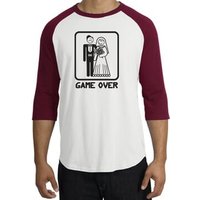 Game Over Raglan Shirt Funny Marriage White/Cardinal - Black Print