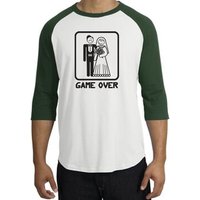 Game Over Raglan Shirt Funny Marriage White/Forest - Black Print