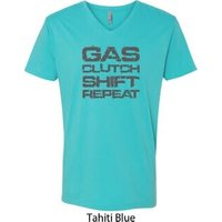 Gas Clutch Shift Repeat Grey Print Mens V-Neck Shirt