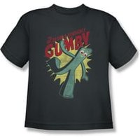 Gumby Shirt Kids Bendable Charcoal T-Shirt