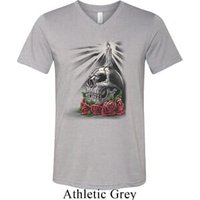 Halloween Day of the Dead Candle Skull Mens Tri Blend V-neck Shirt