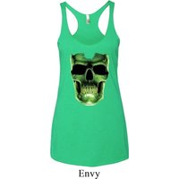 Halloween Glow Bones Ladies Tri Blend Racerback Tank Top