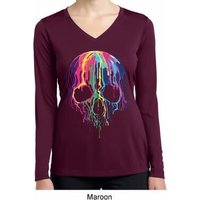 Halloween Melting Skull Ladies Dry Wicking Long Sleeve Shirt