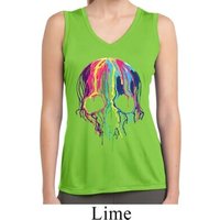 Halloween Melting Skull Ladies Sleeveless Moisture Wicking Shirt