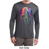 Halloween Melting Skull Mens Dry Wicking Long Sleeve Shirt