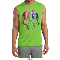 Halloween Melting Skull Mens Sleeveless Moisture Wicking Shirt