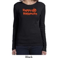 Happy Halloween with Pumpkin Ladies Long Sleeve