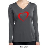 Heart Outline Ladies Moisture Wicking Long Sleeve Shirt