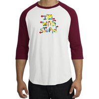 I'm With Stupid Raglan Shirt - Funny Two Ways White/Cardinal Tee