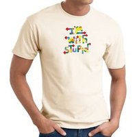 I'm With Stupid T-Shirt - Funny Two Ways Adult Natural Tee Shirt