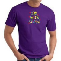 I'm With Stupid T-Shirt - Funny Two Ways Adult Purple Tee Shirt