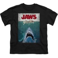 Jaws Shirt Kids Lined Poster Black T-Shirt
