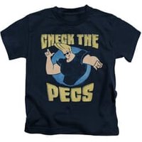 Johnny Bravo Shirt Kids Check The Pects Navy Youth Tee T-Shirt