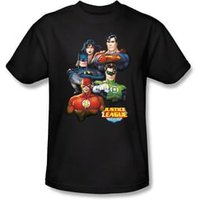 Justice League Kids T-shirt Group Portrait Youth Black Tee Shirt