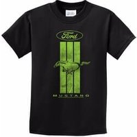Kids Ford Tee Green Mustang Stripe Youth T-shirt