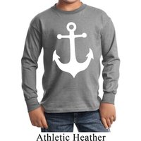 Kids Sailing Shirt White Anchor Long Sleeve Tee T-Shirt