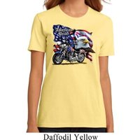 Ladies Biker Shirt American Pride Motorcycle Organic Tee T-Shirt