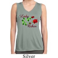 Ladies Biker Shirt Lady Biker Sleeveless Moisture Wicking Tee T-Shirt