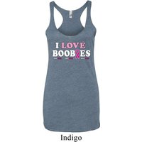 Ladies Breast Cancer Tanktop I Love Boobies Tri Blend Racerback Tank