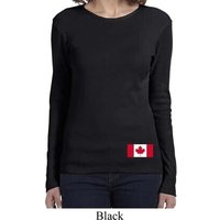 Ladies Canada Tee Canadian Flag Bottom Print Long Sleeve