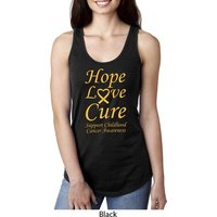 Ladies Childhood Cancer Awareness Hope Love Cure Ideal Racerback