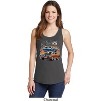 Ladies Dodge Blue and Orange Super Bee Tank Top