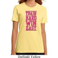 Ladies Fitness Shirt Train Hard Win Easy Organic Tee T-Shirt