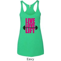 Ladies Fitness Tanktop Live Love Lift Tri Blend Racerback Tank Top