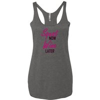Ladies Fitness Tanktop Squat Now Wine Later Tri Blend Racerback Tank