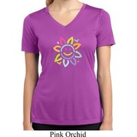 Ladies Flower Shirt Sunflower Moisture Wicking V-neck Tee T-Shirt