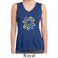 Ladies Flower Shirt Sunflower Sleeveless Moisture Wicking Tee T-Shirt