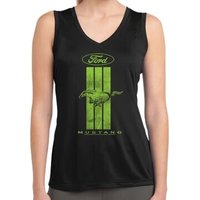 Ladies Ford Green Mustang Stripe Dry Wicking Sleeveless Shirt
