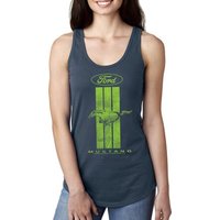 Ladies Ford Green Mustang Stripe Ideal Racerback