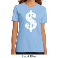 Ladies Funny Shirt Distressed Dollar Sign Organic Tee T-Shirt