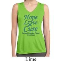 Ladies Ovarian Cancer Hope Love Cure Dry Wicking Sleeveless Shirt