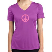 Ladies Peace Shirt Pink Peace Moisture Wicking V-neck Tee