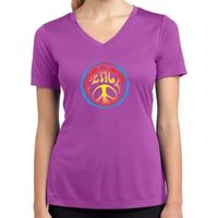 Ladies Peace Shirt Psychedelic Peace Moisture Wicking V-neck Tee