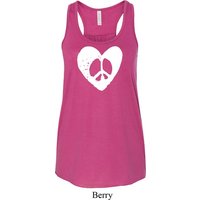 Ladies Peace Tank Top Hippie Heart Peace Flowy Racerback
