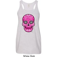Ladies Pink Sugar Skull Flowy Racerback