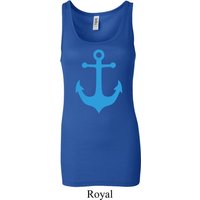 Ladies Sailing Tanktop Blue Anchor Longer Length Tank