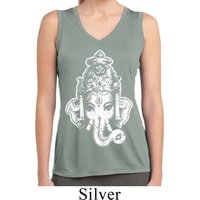Ladies Shirt BIG Ganesha Head Sleeveless Moisture Wicking Tee T-Shirt