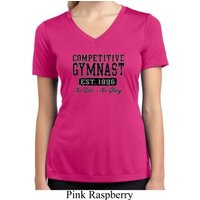 Ladies Shirt Competitive Gymnast Moisture Wicking V-neck Tee T-Shirt