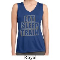 Ladies Shirt Eat Sleep Train Sleeveless Moisture Wicking Tee