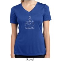 Ladies Shirt Namaste Lotus Pose Moisture Wicking V-neck Tee T-Shirt