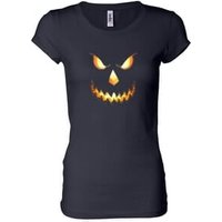 Ladies Shirt Pumpkin Head Longer Length Tee T-Shirt